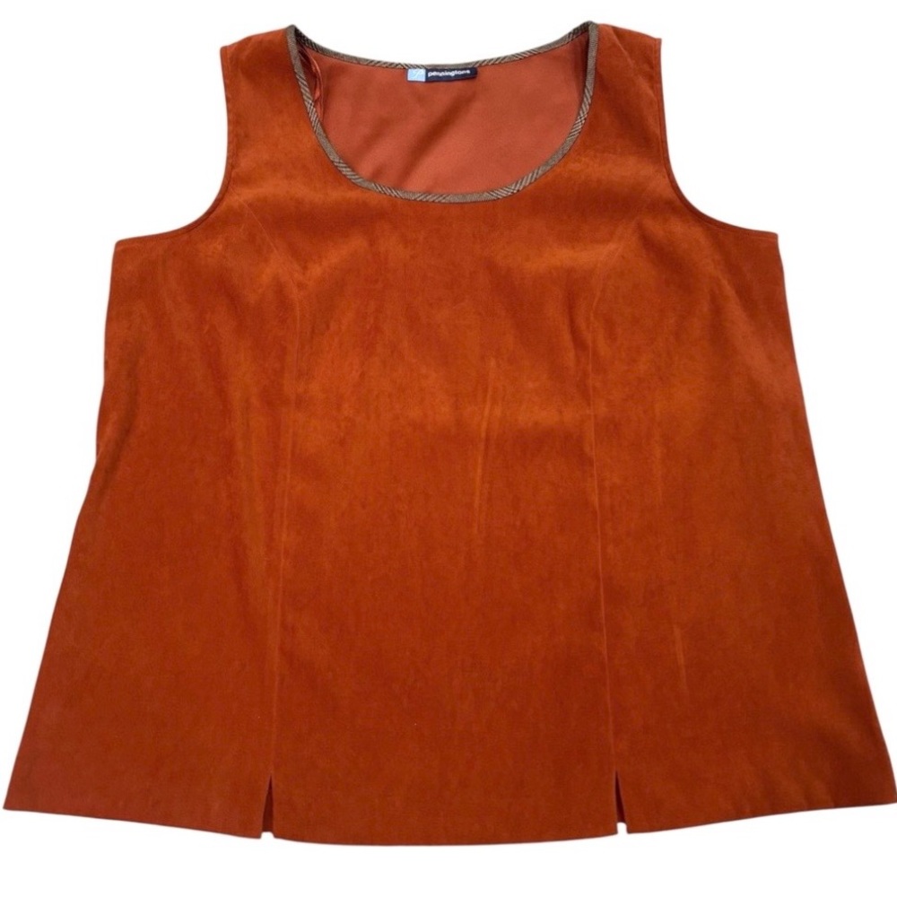 Penningtons orange faux suede sleeveless scoop neck side zip top 18